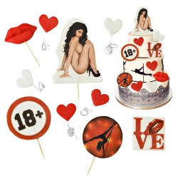 FIGURKA CUKROWA topper na tort URODZINY KOBIETA ozdoby na tort LOVE 18+